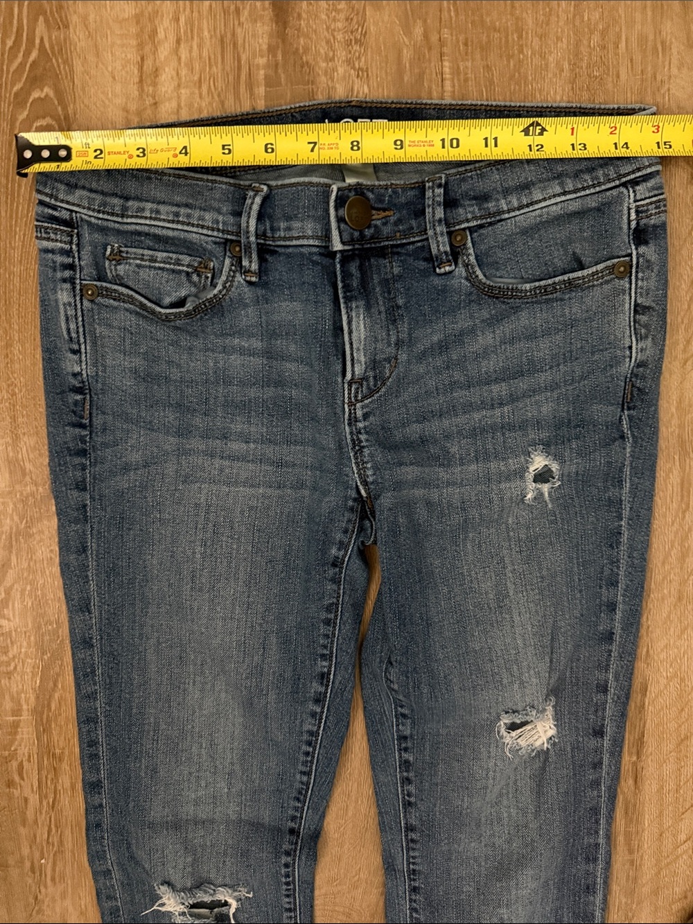 LOFT Modern Skinny Distressed Jeans in Medium Blue Wash - Picture 9 of 10